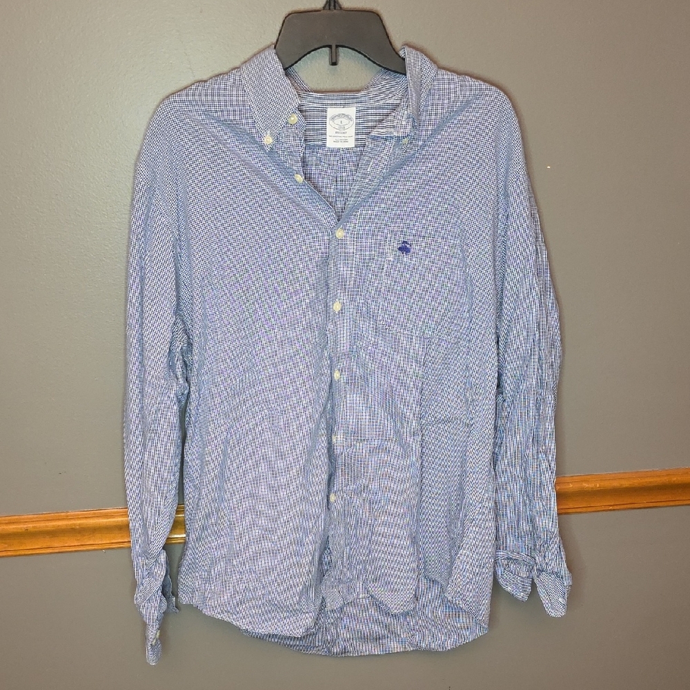 Brooks Brothers Blue and White Checkered Shirt